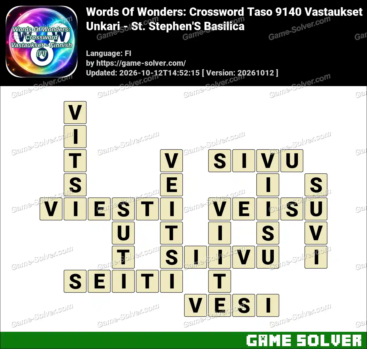 Words Of Wonders: Crossword Taso 9140 Vastaukset – Unkari – St. Stephen’S Basilica